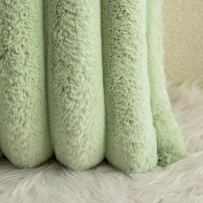 Neelvin Green Faux Fur Cozy Soft Striped Decorative Throw Pillow Covers 20x20 inch Set of 2,Velvet Pillowcase Cushion Case for Sofa Couch
