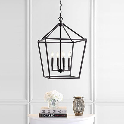 JONATHAN Y JYL7437A Pagoda Lantern Dimmable Adjustable Metal LED Pendant Classic Traditional Farmhouse Dining Room Living Room Kitchen Foyer Bedroom Hallway, 16 in, Oil Rubbed Bronze
