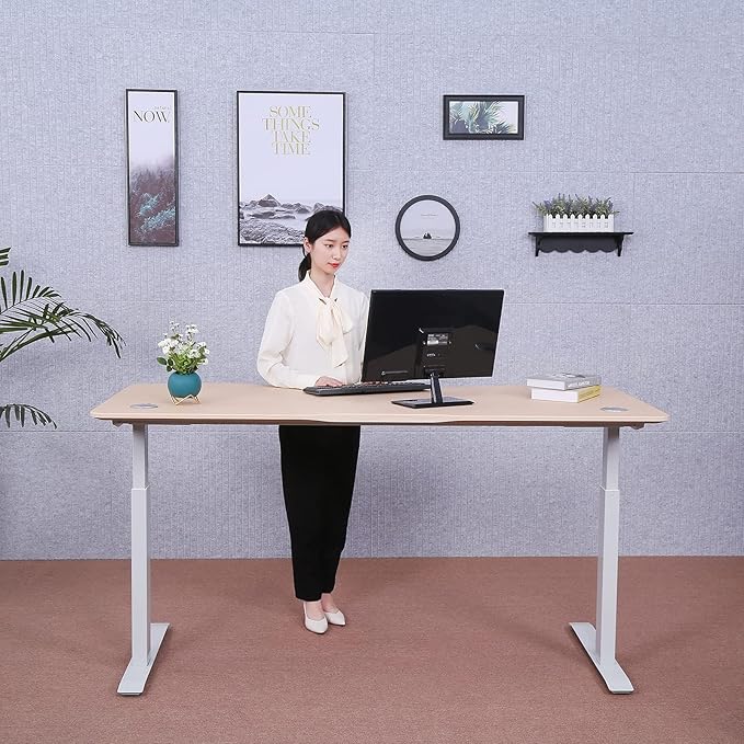 ApexDesk Elite Pro Series 60" x 27" Electric Height Adjustable Stand up Desk, Sit Stand Home Office Desk, Computer Desk - Curved Oak