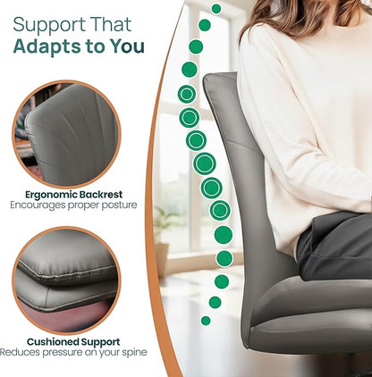 NYPOT Armless Desk Chair with Wheels for Criss Cross Sitting - Cross Legged Wide Armless Chair - Adjustable Vanity 360° Swivel Stool and 120° Rocking Wide Seat Comfy for Home and Office, Color Grey