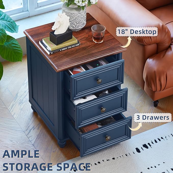 Farmhouse Dressers and Night Stand Set of 3, Wood 43.5'' Tall Dresser and 18'' Wide Chest of Drawers, Roman Column Nightstand Set of 2, Bedroom Furniture Dresser Suites for Living Room, Hallway, Home