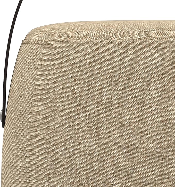 SIMPLIHOME Ramsay 16 inch Wide Contemporary Irregular Footstool in Taupe Linen Look Fabric, Fully Assembled for The Living Room