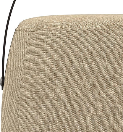 SIMPLIHOME Ramsay 16 inch Wide Contemporary Irregular Footstool in Taupe Linen Look Fabric, Fully Assembled for The Living Room