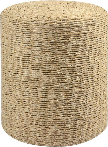 Wimarsbon Decor Round Pouf Ottoman Single Strand Paper Rope Pouf Footrest, Foot Stool, for Bed Room Living | Room | Accent Seat (Brown Paper Rope