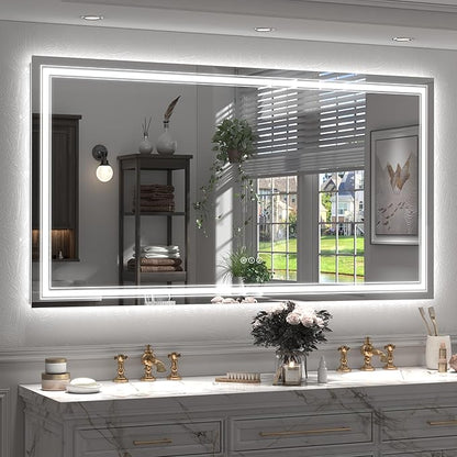 66x36 LED Bathroom Mirror, Lighted Mirror for Bathroom Wall, Backlit and Front lit, Dimmable, Anti-Fog, Shatterpoof, Memory (Horizontal/Vertical)