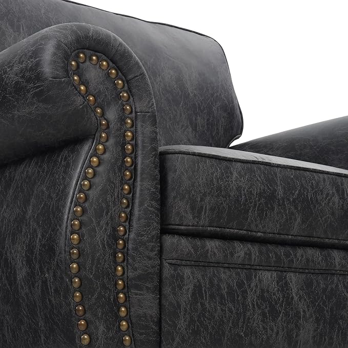 Living Room Furniture Sets,Sofa Sets and Couch Sets for Living Room,Mid-Century Vintage Sofa Couches with Rivet Design (Grey, 2 Loveseat+3 Seater)