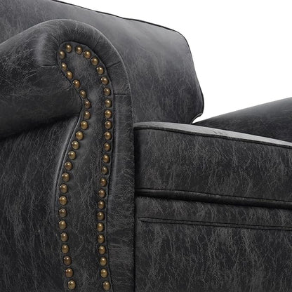 Living Room Furniture Sets,Sofa Sets and Couch Sets for Living Room,Mid-Century Vintage Sofa Couches with Rivet Design (Grey, 2 Loveseat+3 Seater)