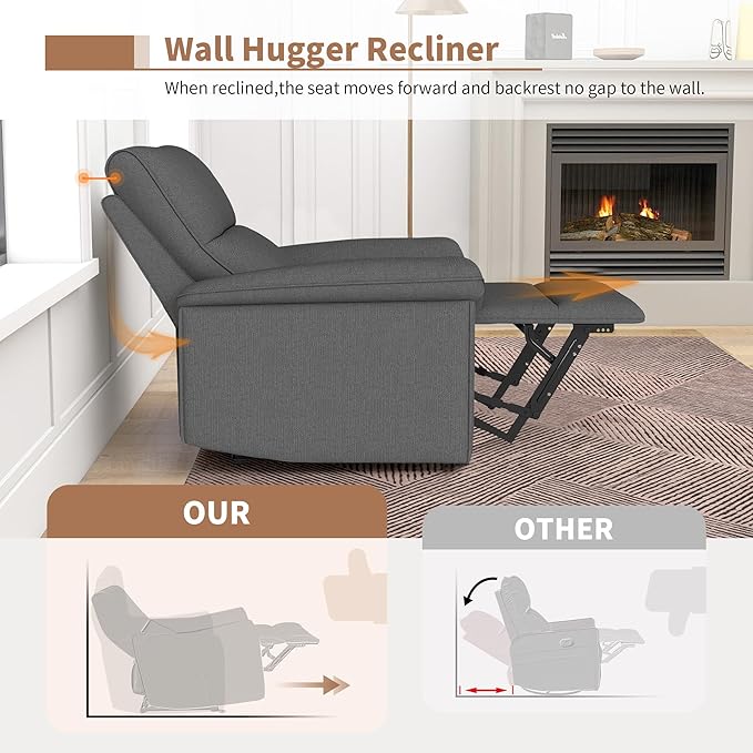Power Lazy Boy Recliner Chair, Zero Wall Hugger Nursing Recliner for Living Room with USB Port, Lazy Recliners Chair for Adults, Reclining Armchair for Small Space/Bedroom/Apartment(Dark Gray)