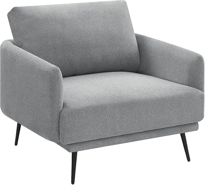 Oversized Accent Chair for Living Room Chairs Reading Arm Chair Comfy Modern Single Sofa Side Chairs with Metal Legs & Soft Cushion for Bedroom, Waiting Room (Polyster Light Grey, Set of 1)