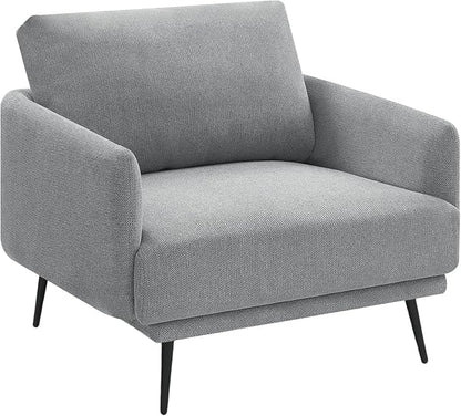 Oversized Accent Chair for Living Room Chairs Reading Arm Chair Comfy Modern Single Sofa Side Chairs with Metal Legs & Soft Cushion for Bedroom, Waiting Room (Polyster Light Grey, Set of 1)