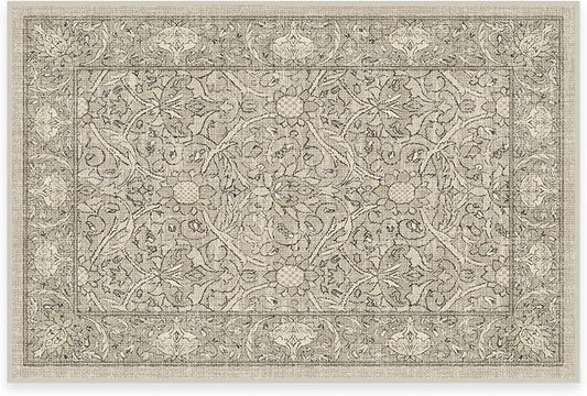RUGGABLE x Morris & Co Washable Area Rug – Montreal Natural Stone 2x3, Stain-Resistant, Non-Slip – Small Machine Washable Rugs for Living Room, Bedroom, Hallway, Entryway & Bathroom–with Standard Pad