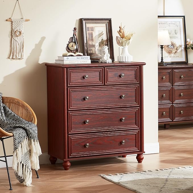 Farmhouse Dressers & Night Stand Set of 4, Wood 54" Wide Dresser & 35" Tall Chest of Drawers, 18" with Charging Station Nightstand Set of 2, Bedroom Furniture Dresser Set for Home Living Room Hallway