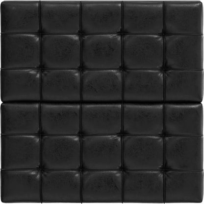 SIMPLIHOME Harrison 30 inch Wide Transitional Square Small Coffee Table Storage Ottoman in Distressed Black Vegan Faux Leather, Assembled, for The Living Room and Bedroom
