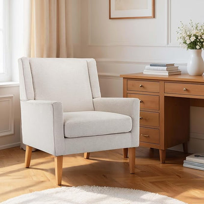 Accent Chairs for Living Room, Mid-Century Wooden Fabric Living Room Chairs, Arm Chair, Side Chairs for Living Room, Bedroom, Reading Nook