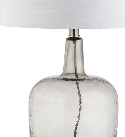 JONATHAN Y JYL4003A Augustine 26" Glass LED Table Lamp Modern Contemporary Bedside Desk Nightstand Lamp for Bedroom Living Room Office College Bookcase LED Bulb Included, Smoke Gray