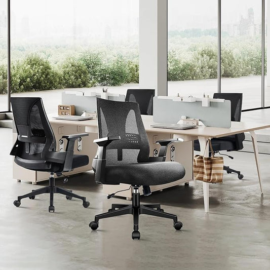 CLATINA 500lbs Big and Tall Office Chair Heavy Duty Mesh Ergonomic Computer Chairs with Adjustable Lumbar Support and Wide Comfy Seat for Home Office Conference Heavy People, Black(2 Pack)
