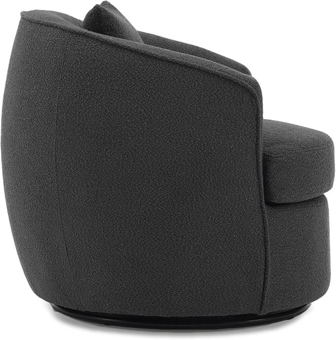 Swivel Accent Chair Set, Modern Upholstered Boucle Barrel Arm Chairs with Pillow for Living Room, 360 Degree Round Swivel Sherpa Armchair with Round Base for Bedroom Club (2, Dark Grey)