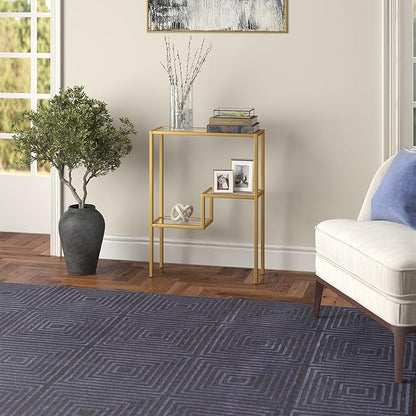 Henn&Hart 22" Wide Rectangular Console Table in Brass, Entryway Table, Accent Table for Living Room, Hallway