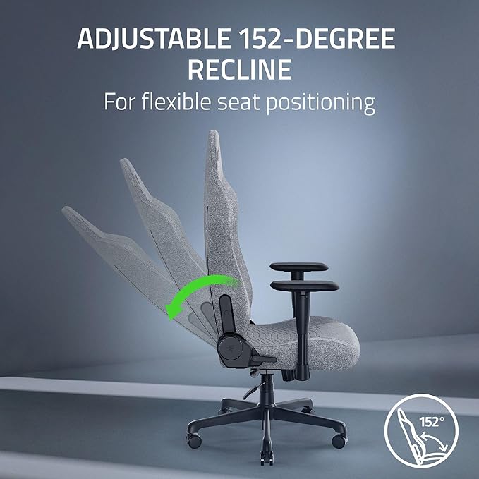 Razer Iskur V2 X Ergonomic Gaming Chair: Built-in Lumbar Support - Widened Seat - High Density Foam Cushions - Adjustable 152 Degree Recline - 2D Armrests - Plush Fabric Finish - Light Gray Edition