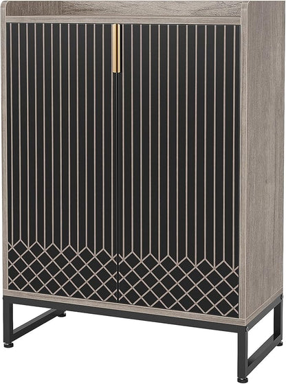 Tribesigns Shoe Cabinet with Doors, Grey 5 Tiers Shoe Storage Cabinet for Entryway, 25 Pairs Wooden Shoe Rack Cabinet, Modern Shoe Organizer Storage for Living Room, Bedroom, Hallway, Closet