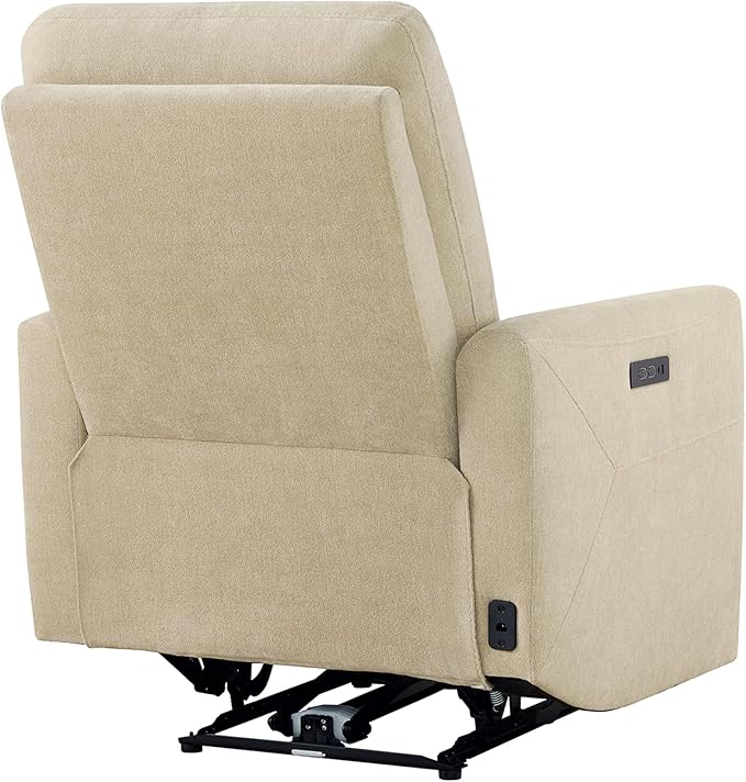 CHITA Power Recliner Chair for Adults, Electric Zero Clearance Wall Hugger Recliner for Small Spaces, Modern Living Room and RV Recliner Chair with Adjustable Power Headrest & Charging Ports, Beige
