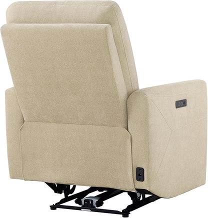 CHITA Power Recliner Chair for Adults, Electric Zero Clearance Wall Hugger Recliner for Small Spaces, Modern Living Room and RV Recliner Chair with Adjustable Power Headrest & Charging Ports, Beige