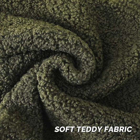 FUTEI Olive Green Throw Pillow Covers 24x24 Inch Set of 2,Furry Faux Fur Teddy Boucle Textured Cushion Covers,Soft Fluffy European Pillow Shams,Home Decor for Couch Bed Living Room Office Car