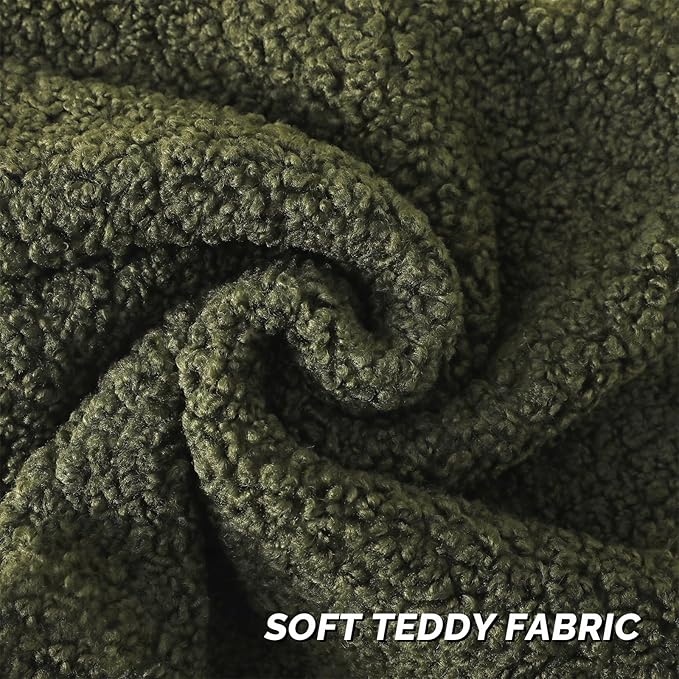 FUTEI Olive Green Throw Pillow Covers 16x16 Inch Set of 2,Furry Faux Fur Teddy Boucle Textured Cushion Covers,Soft Fluffy Decorative Pillow Case,Home Decor for Couch Bed Living Room Office Car