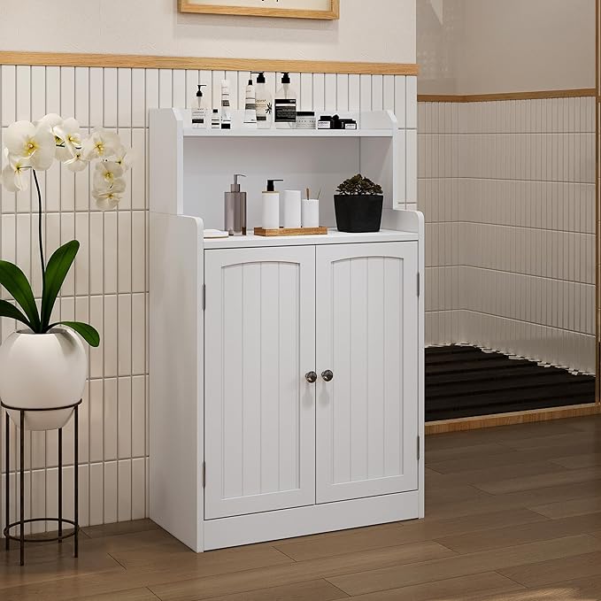 40 Inch Bathroom Storage Cabinet, Freestanding Organizer with 2 Doors, Bath cabinets Floor Standing, Suitable for Dining Room, Kitchen, Living Room, Hallway (White)
