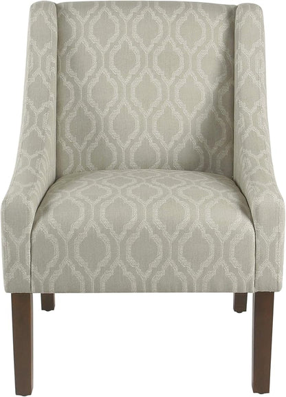 Homepop Home Decor | Upholstered Classic Swoop Arm Accent Chair | Accent Chairs for Living Room & Bedroom | Decorative Home Furniture,Tan Geometric