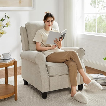 Recliner Chair for Living Room, Modern Reclining Sofa Home Theater Seating with Upholstered Push Back, Mid-Century Reclining Armchair with Lumbar Support, Bedroom, Reading Nook, Office, Set of 2