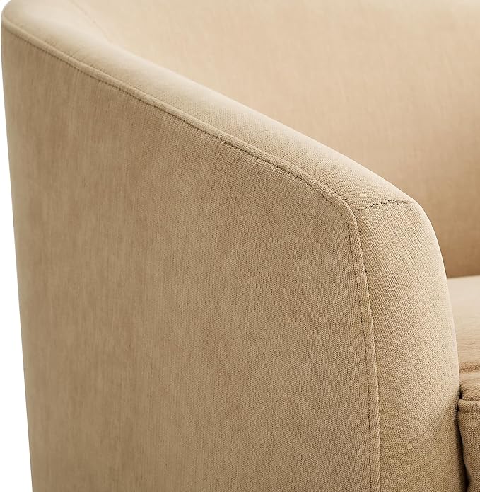 Swivel Barrel Accent Chair, Round Chenille Fabric Living Room Arm Chairs, Modern Upholstered Comfty Reading Nook Chairs for Bedroom, Small Club Armchair, Single Sofa Side Chair, Coffee