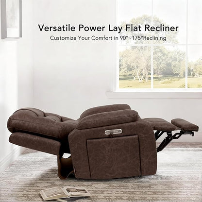 EONIX Triple Motor Lay Flat Zero Gravity Power Recliner Chair with Heating and Massage, Independent Footrest, Backrest, Headrest Adjustments, 400lbs Heavy Duty Big Man Power Recliner Chair, Brown
