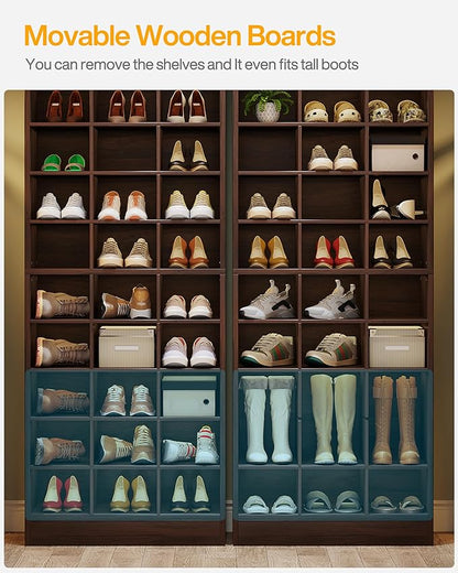 Tribesigns 10-Tier Shoe Storage Cabinet, Espresso Wooden Shoe Rack with 30 Cubbies, Freestanding Tall Entryway Shoe Organizer for Closet, Entryway, Living Room