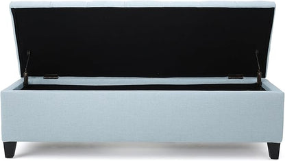 Christopher Knight Home Ottilie Fabric Storage Ottoman, Light Sky, Dimensions: 17.50 inches deep x 51.00 inches wide x 17.00 inches high.