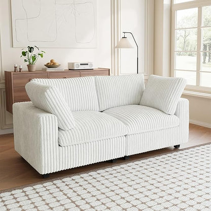 Modular Sectional Sofa, 78.74" Oversized Loveseat Sofa, Deep Seat Cloud Couch, 2 Seat Comfy Modular Sofa Couches for Living Room, Plush Couch Cushion Covers Removable, Beige