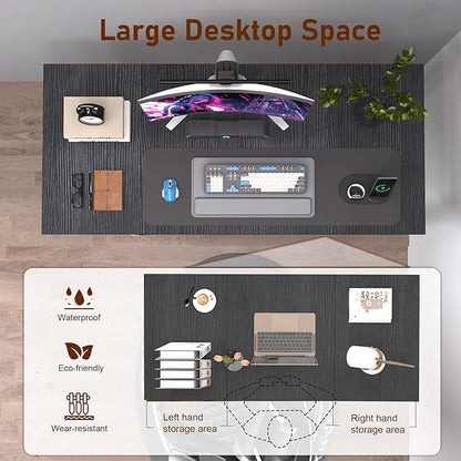 StarGraph Home Office Desks 47 Inch Large Office Desk with Sturdy Metal Frame Modern Computer Desk Gaming Study Writing Work from Home Desks, Black