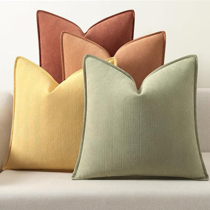 ZWJD Throw Pillow Covers 18x18 Set of 4 Chenille Pillow Covers with Elegant Design Soft and Luxurious Decorative Throw Pillows for Couch, Bed, and Home Decor