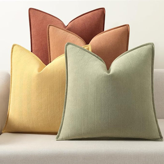 ZWJD Throw Pillow Covers 18x18 Set of 4 Chenille Pillow Covers with Elegant Design Soft and Luxurious Decorative Throw Pillows for Couch, Bed, and Home Decor