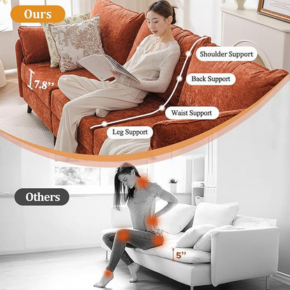 104'' Modular Sectional Sofa with All Seats Storage, Oversized U Shaped Couch for Living Room,3-Seater Comfy Cloud Couches with Movable Ottoman,Big Sectional for Bedroom,Velet,Orange