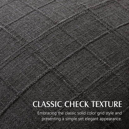Foindtower Set of 2 Decorative Linen Check Throw Pillow Covers Neutral Farmhouse Vintage Cushion Covers Modern Boho Home Decor for Sofa Chair Couch Bedroom Living Room,24×24 Inch,Charcoal