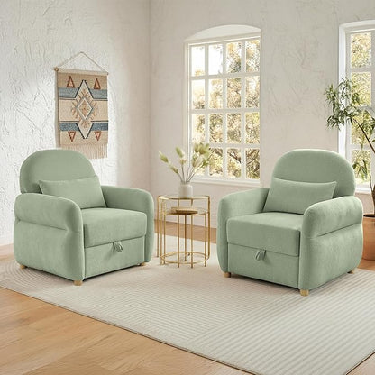 33.5" Mordern Accent Chairs,Reading Chair with Storage,Single Sofa in Chenille Fabric for Living Room, Bedroom and Compact Spaces. (Green)