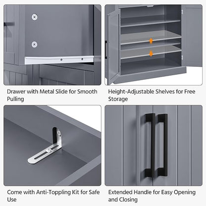 Yaheetech Kitchen Pantry Storage Cabinet with Drawer, 72.5" H Cupboard Pantry Cabinets with Adjustable Shelves and Barn Doors for Dining Room/Living Room, Dark Gray