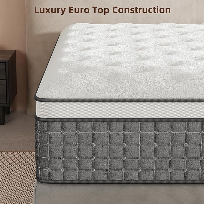 Mattress Queen Size, Medium Firm 10 Inch Mattress with Extra Lumbar & Shoulder Support, Queen Size mattresses with Gel Memory Foam Pain Relief - Fiberglass Free - No Odor - 365 Night Trial