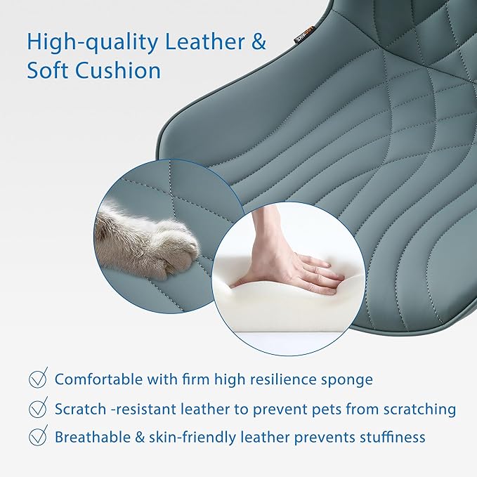 YOUNIKE Office Chair Armless Desk Chair with Wheels, Home Office Computer Task Chair, Modern Faux Leather Upholstered Vanity Chair, Adjustable Swivel Rolling Office Chairs, Greyishgreen