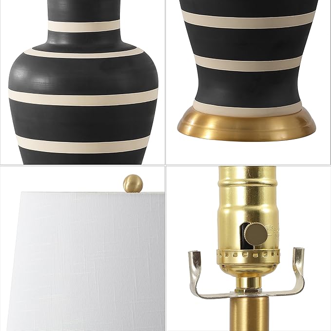 JONATHAN Y JYL4026J Julian 29" Traditional Classic Ceramic Urn LED Table Lamp, Black/Beige for Bedroom, Living Room, Kitchen, Home Office