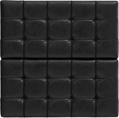 SIMPLIHOME Harrison Large Coffee Table Storage Ottoman - 40 inch Wide Upholstered Vegan Leather Square Lift-Top Ottoman in Distressed Black, Transitional Bench for Living Room with Sturdy Base