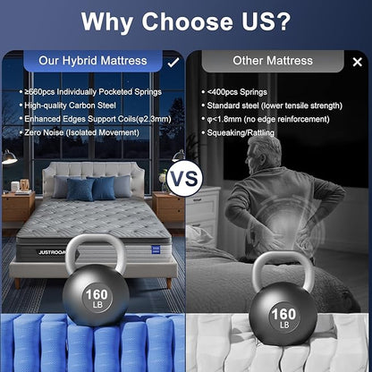 Firm King Size Mattress 14 Inch Hybrid King Mattress with Gel Memory Foam-Cooling Ice Silk Top, Support&Back Pain Relief, Individual Pocket Spring, CertiPUR-US Certified Mattress in a Box