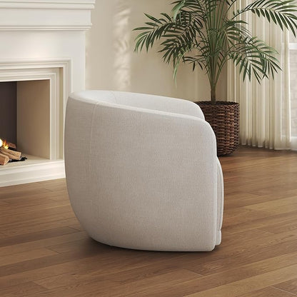Leyu&Hafort Swivel Accent Chair, Upholstered Reading Armchair, Modern Living Room Chair, Club Living Room Chair for Bedroom, Office, Study, Apartment (Beige)