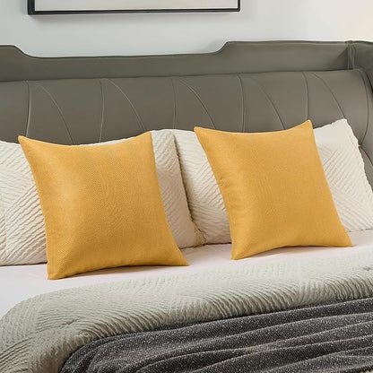 FUTEI Mustard Yellow Chenille Throw Pillow Covers 26x26 Inch Set of 2,Soft Wide Chevron Textured Euro Pillow Shams,Farmhouse Home Decor for Couch Bed Living Room